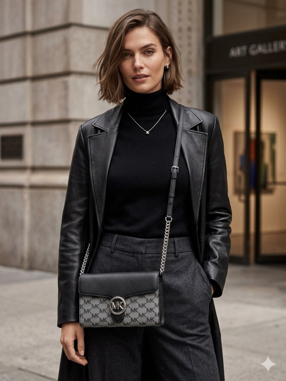 Michael Kors Black and Gray Logo Crossbody Bag